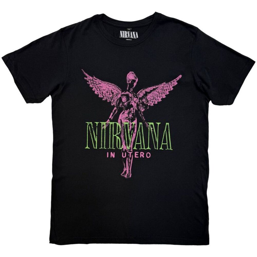 Nirvana Unisex Adult In Utero Purple Angel T-Shirt / Black
